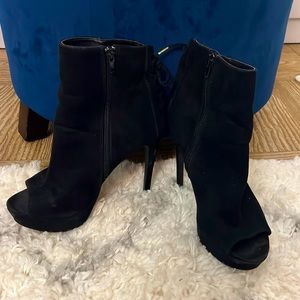 Black open toed booties